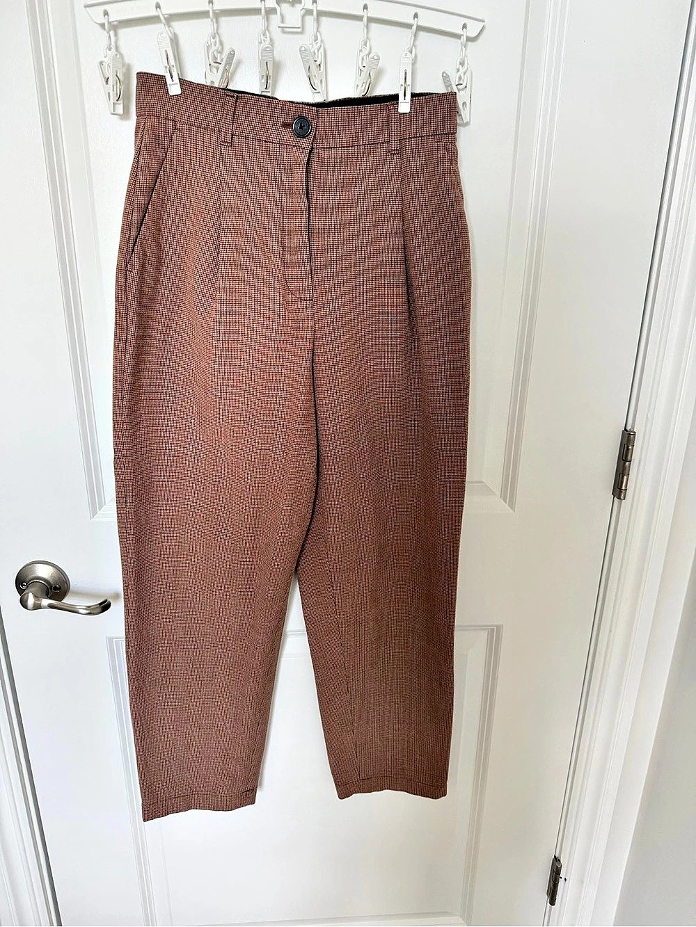 Aritzia little moon Brown Houndstooth Straight Leg Pants